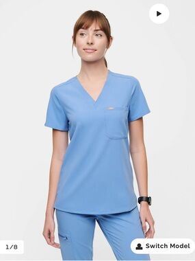 Figs Catarina One-Pocket Scrub Top - Size XSmall color: ceil blue